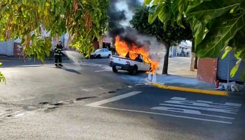 Incêndio atinge picape e árvore em avenida de Dracena