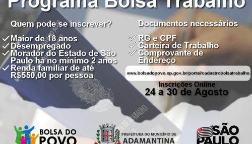 Programa Bolsa Trabalho está com inscrições abertas