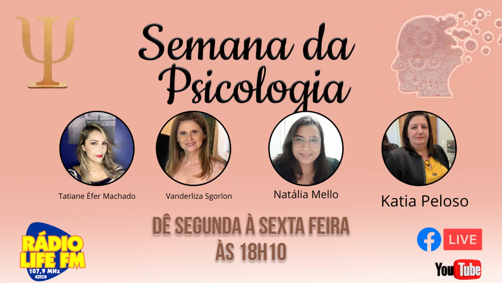 Semana da Psicologia, dê 23  à 27 de agosto na programação da Rádio Life FM