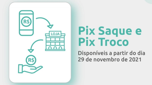 Pix Saque e Pix Troco estarão disponíveis a partir de 29 de novembro