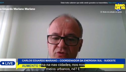 Coordenador da Energisa Sul-Sudeste Carlos Eduardo, alerta sobre aumento no consumo de energia.