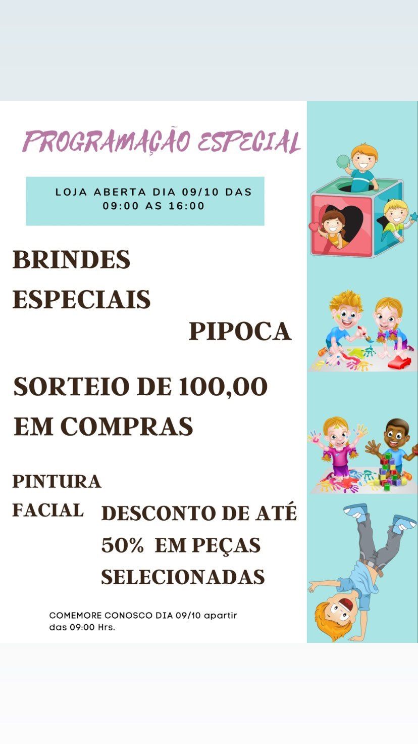 A promoção e comemoração do Dia das Crianças na Loja Mamãe Coruja, irá alegrar as crianças e agradar os pais.