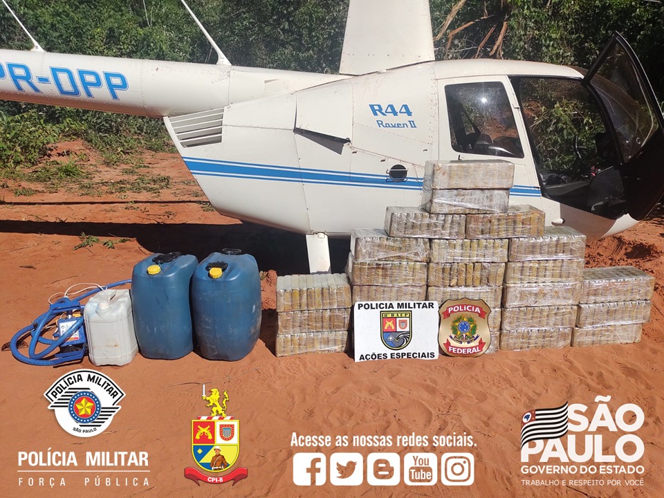 Apreensão de helicóptero, drogas e traficante
