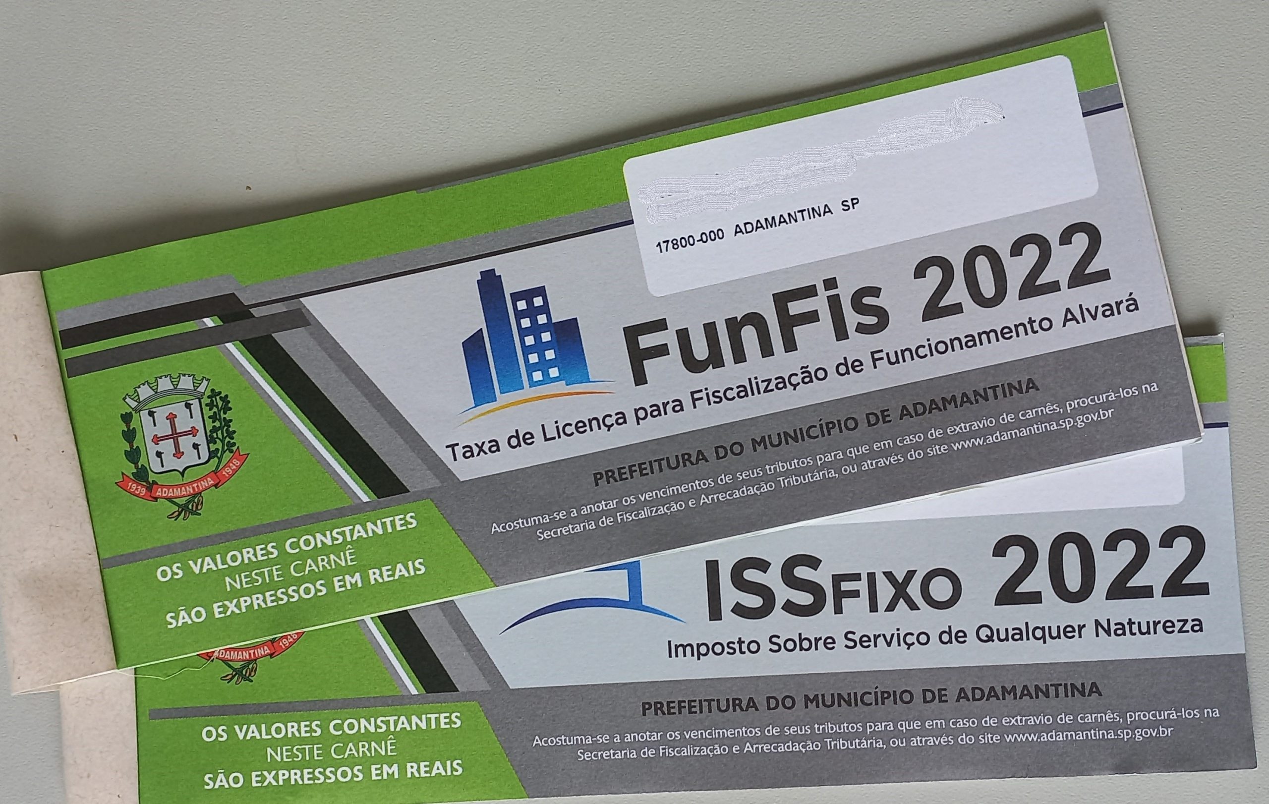 Prefeitura de Adamantina inicia distribuição de carnês de ISS e Alvará de 2022 a partir da próxima semana