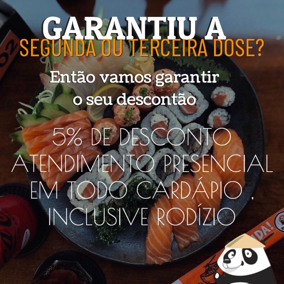 Vacinou Ganhou! Restaurante Tio Panda, dar desconto para quem tomou a segunda e terceira dose