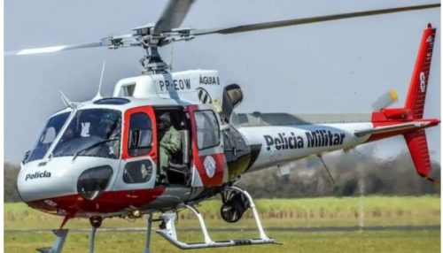 Helicóptero Águia da Policia Militar faz sobrevoou de patrulhamento em Adamantina