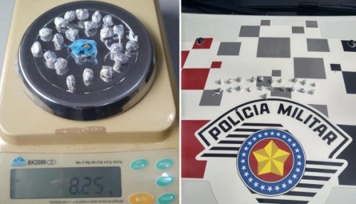 Com 21 pedras de crack no bolso da bermuda, rapaz é preso pela PM por tráfico de drogas