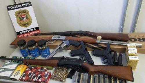 Operação contra o comércio ilegal de armas apreende rifle, carabina, revólver, pistolas e munições em Presidente Epitácio