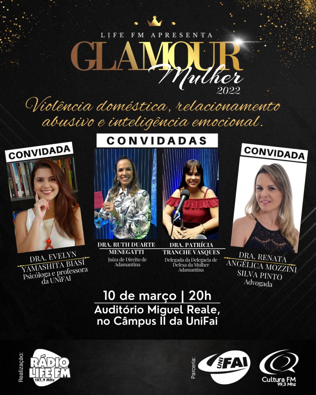 Violência, Relacionamento e Inteligência são os temas no Glamour Mulher 2022 nesta quinta, no Campus II da UniFAI