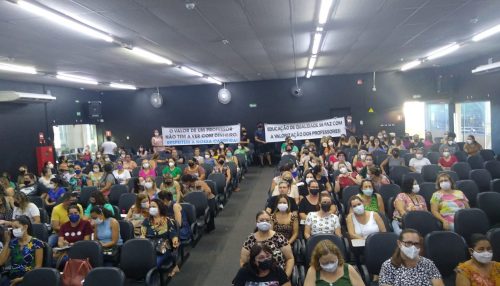 Protesto realizado pelos professores municipais