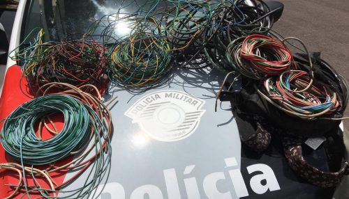 Polícia apreende 24 kg de fios de cobre e detém um suspeito em Osvaldo Cruz