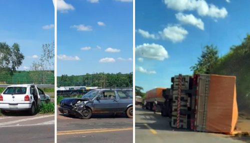 Colisão entre veículos e tombamento de carreta são registrados na SP-425 em Parapuã