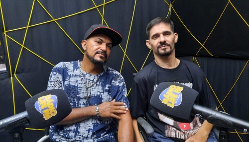 Estúdio Arena Mc, com os produtores e compositores Fabrício FB e Cigano