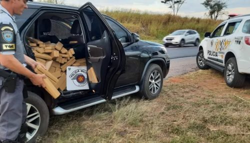 Motorista abandona caminhonete de luxo lotada com mais de 1 tonelada de maconha em rodovia e foge a pé de abordagem policial