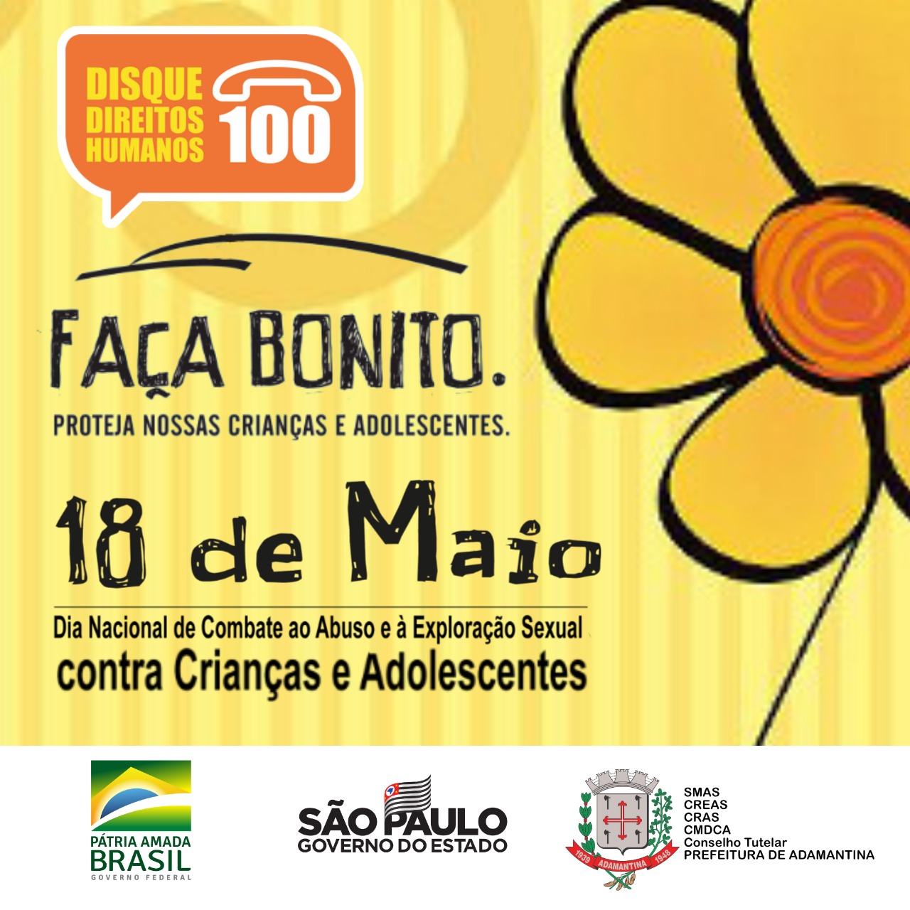 Secretaria de Assistência Social, CRAS, CREAS e Projeto Asa promovem conscientização sobre abuso contra crianças e adolescentes