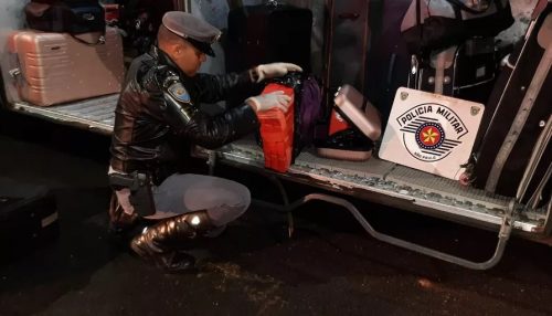 Passageira de ônibus acaba presa após fiscalização policial encontrar 19kg de maconha em bagagens