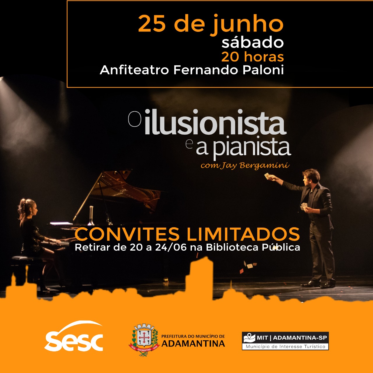 Convites para a apresentação O Ilusionista e a pianista estarão disponíveis a partir da próxima semana