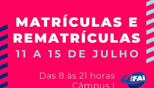 UniFAI abre período de matrículas e rematrículas  para o segundo semestre nesta segunda, 11