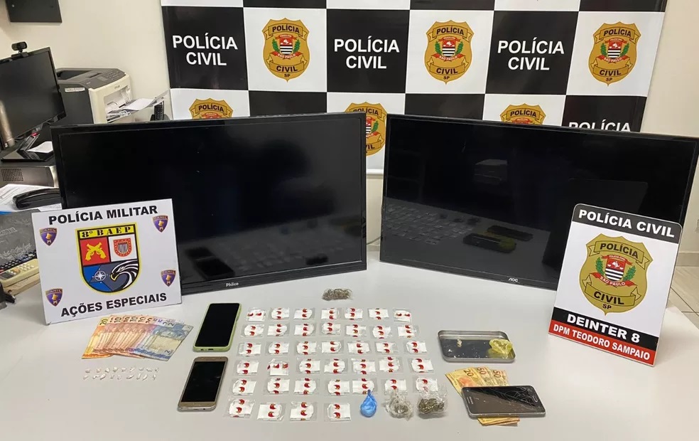 Polícia Civil realiza três prisões em flagrante por tráfico de drogas e receptação de produtos furtados, em Teodoro Sampaio