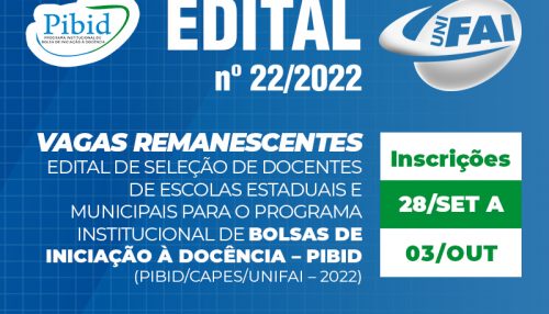 UniFAI divulga vagas remanescentes para Programa de Bolsas de Iniciação à Docência