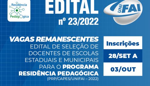 UniFAI tem vagas remanescentes para o Programa Residência Pedagógica