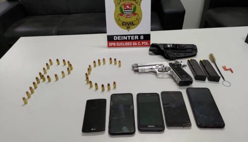 Polícia Civil cumpre mandados de busca e apreende pistola, munições e celulares em Euclides da Cunha Paulista