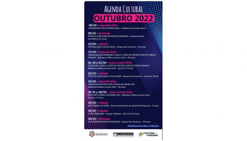 Cultura e Turismo divulga programação de outubro