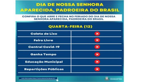 Saiba o que abre e fecha no feriado do dia 12 de outubro