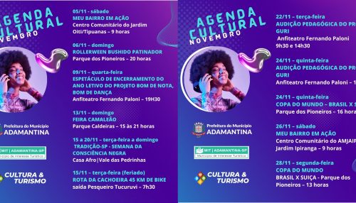 Secretaria de Cultura e Turismo de Adamantina realiza diversas programações durante o mês de novembro