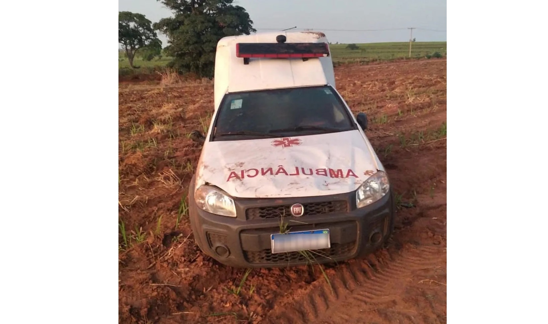 Ambulância tenta desviar de cavalo e capota na Rodovia Engenheiro Byron de Azevedo Nogueira, em Ouro Verde