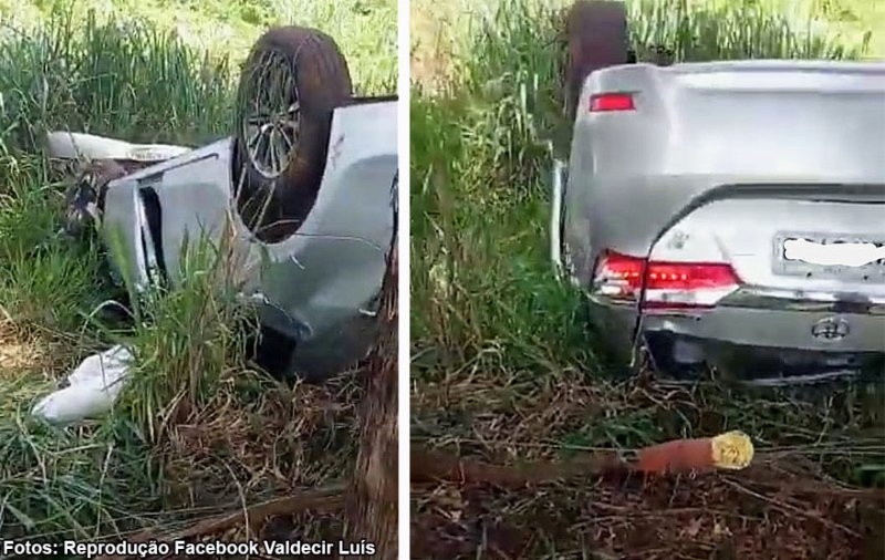 Capotamento fere duas pessoas na SP-457 entre Bastos e Rancharia