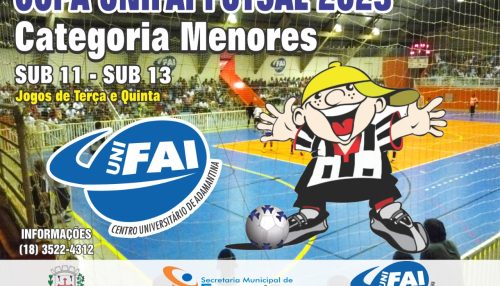 COPA UNIFAI FUTSAL 2023 de sub 11 e sub 13, começa no dia 24 de janeiro.