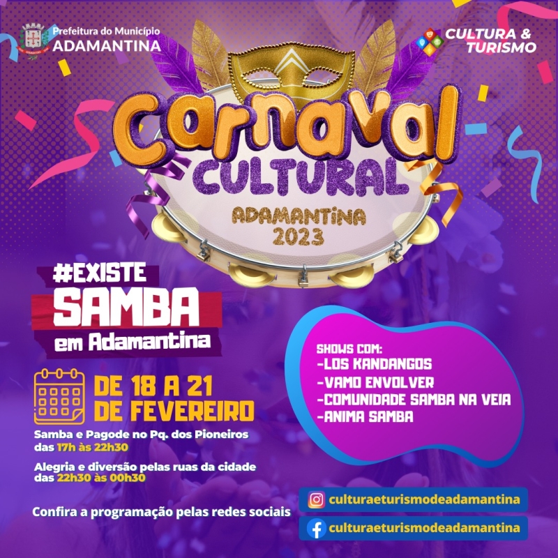 Carnaval Cultural em Adamantina acontece no final de semana
