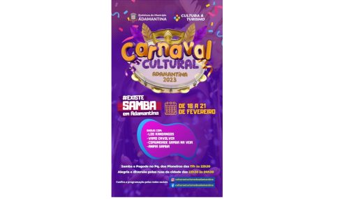 Adamantina terá Carnaval Cultural de 18 a 21 de fevereiro no Parque dos Pioneiros