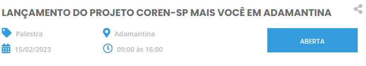 Adamantina recebe o Lançamento do Projeto COREN-SP + Você