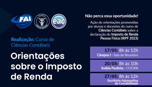 Curso de Ciências Contábeis promove declaração e orientações sobre Imposto de Renda