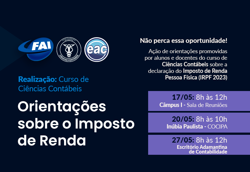 Curso de Ciências Contábeis promove declaração e orientações sobre Imposto de Renda