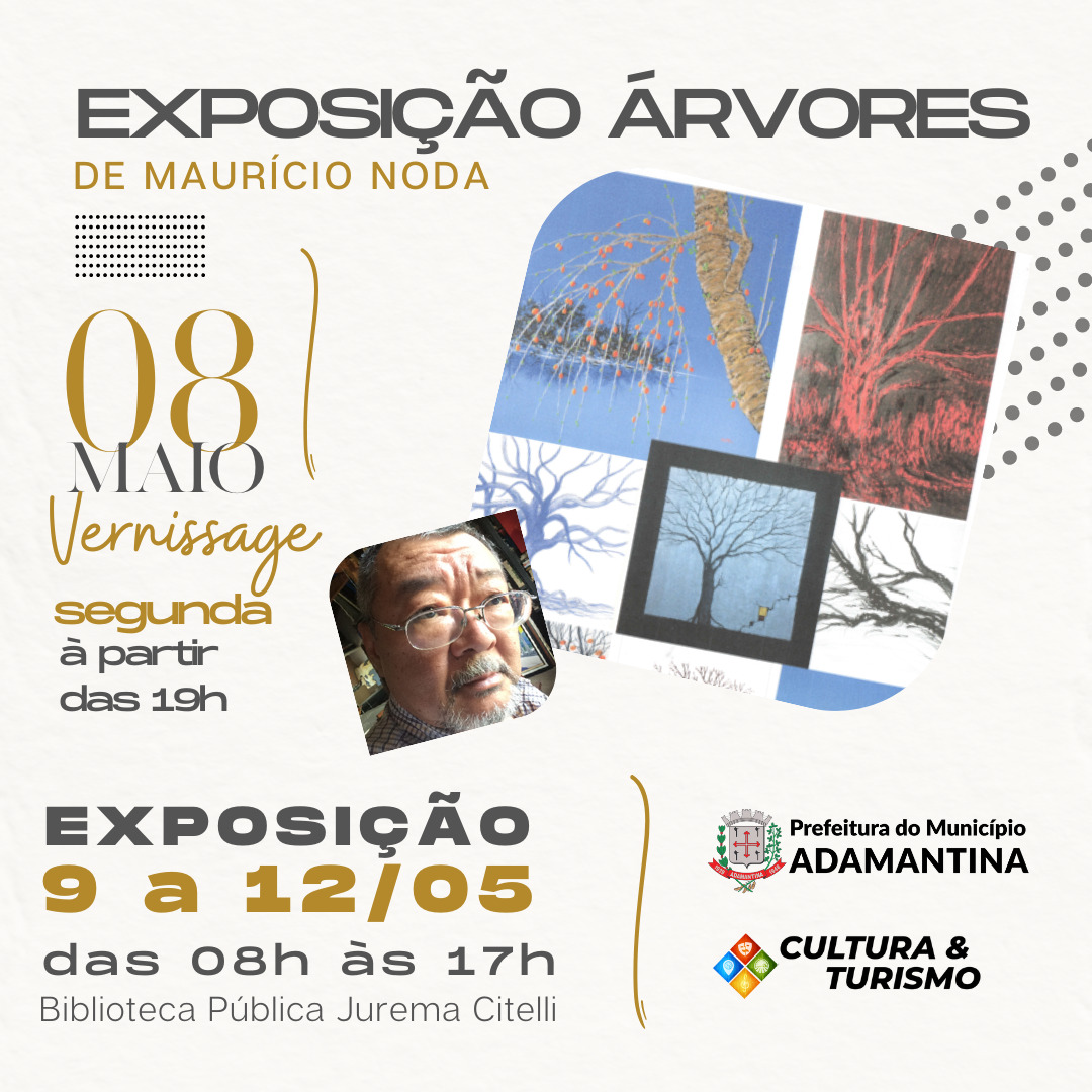 Biblioteca recebe exposição “Árvores” do artista plástico Maurício Noda