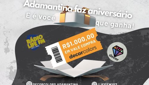 Concorra a R$1.000,00 em vale compra na Decor Colors de Adamantina