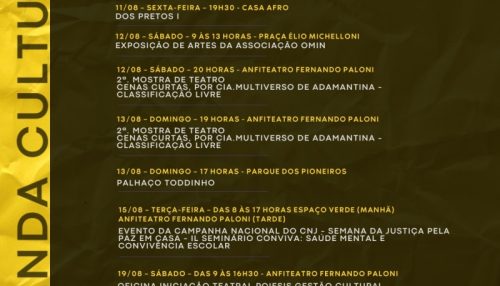 Agenda cultural traz diversas atividades em Adamantina