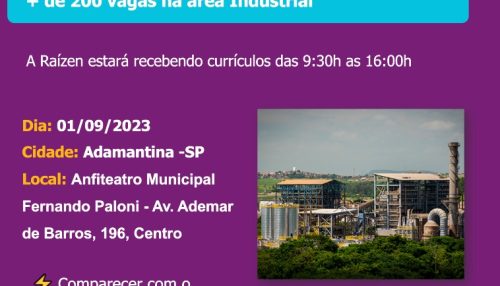 Adamantina recebe feirão de empregos da Raízen