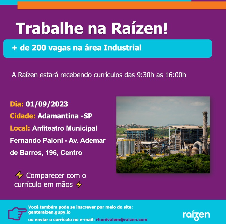 Adamantina recebe feirão de empregos da Raízen