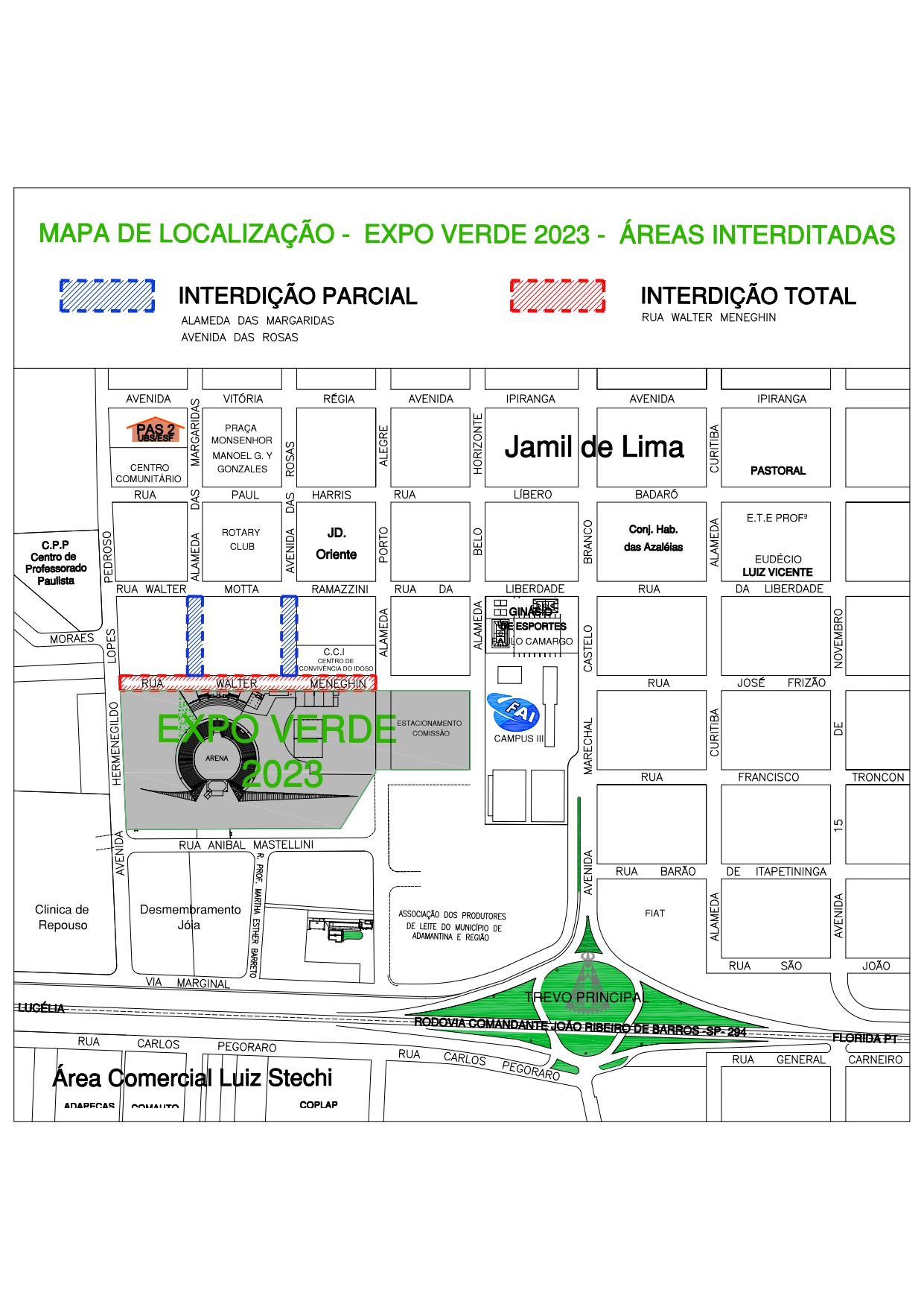 Comissão Organizadora da ExpoVerde 2023 divulga relação de ruas que estarão com interdição parcial e total