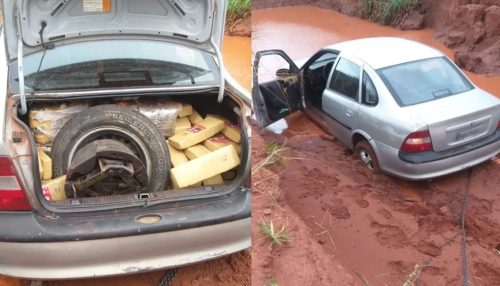 Casal com mais de 200kg de drogas, ficam atolado em lamaçal e acabam presos