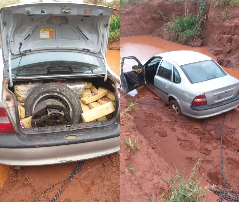 Casal com mais de 200kg de drogas, ficam atolado em lamaçal e acabam presos