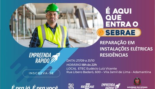 Curso de reparação em instalações elétricas residenciais estão com inscrições abertas