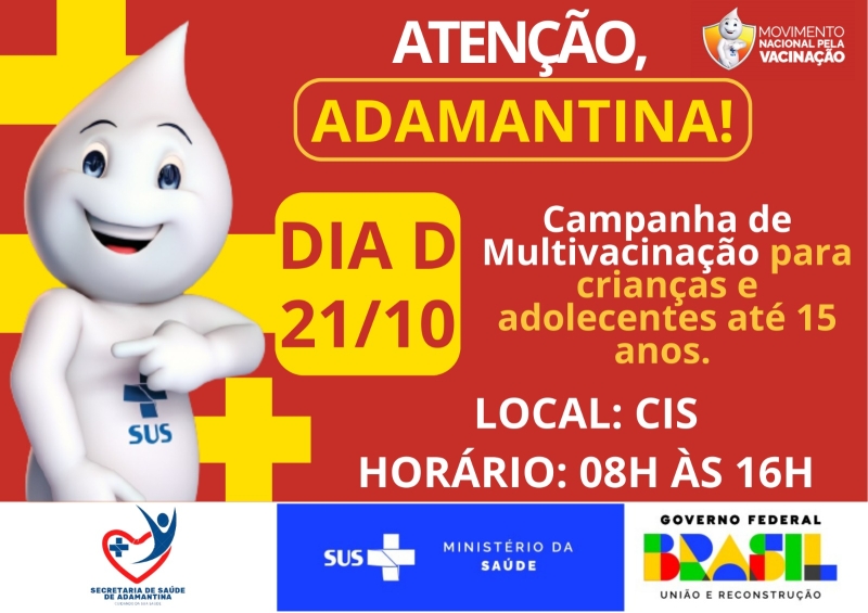 Adamantina realiza dia D para multivacinação de crianças e adolescentes até 15 anos