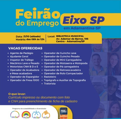 Eixo SP faz Feirão de Emprego em Adamantina