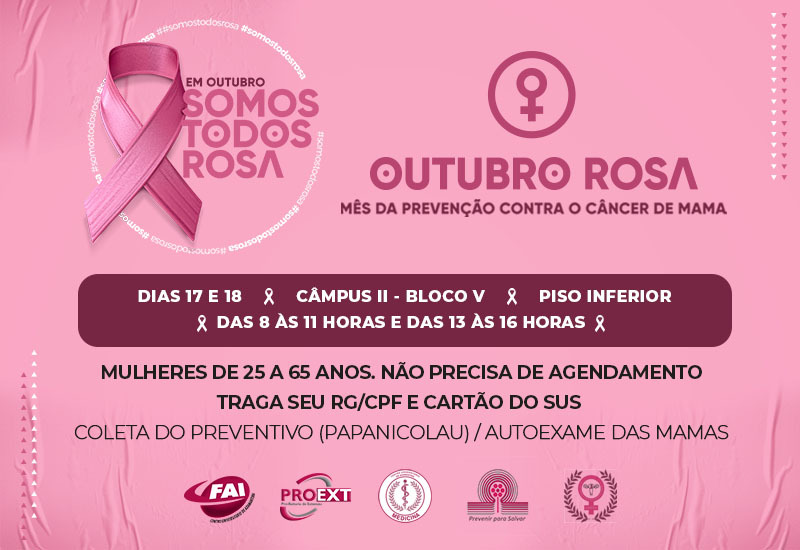 Centro Universitário e Rede de Combate ao  Câncer promovem a campanha Outubro Rosa
