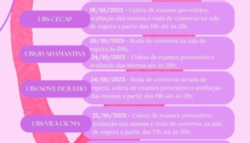 Secretaria de Saúde de Adamantina promove ação alusiva ao Outubro Rosa
